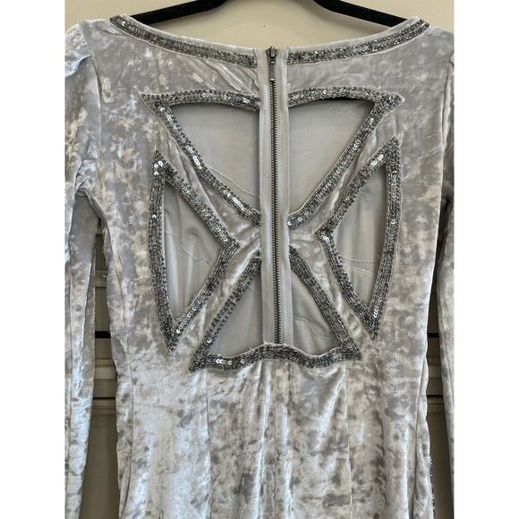 UO Kimchi Blue Gray Holiday Velvet Chandelier Sequin Beaded Mini Dress Sz Small - Picture 7 of 10